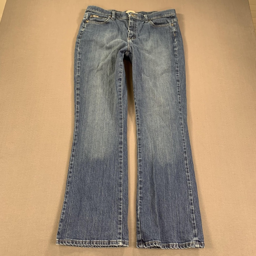 Lee Jeans Womens 14 Medium Blue Relaxed Bootcut Stretch Denim 5-Pocket‎ Zip Fly